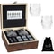 Whiskey Stones Glasses Set For Men Fathers Day Gift Granite Ice Block In Wooden Bottle Box For Dad 0