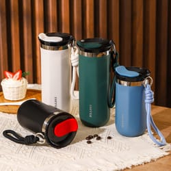 portable stainless steel insulated cup with lid, thermal mug vacuum flask for office, travel & camping