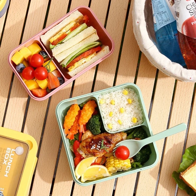 Lunch Bags For Children Bento Box With Tableware Thermal Bag Kit Portable Microwavable Heating 1