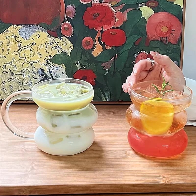 Heat Resistant Coffee Mug Irregular Transparent Glass Cup Summer Drinks Beer Juice Milk Water Cockt 1