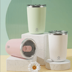 rechargeable automatic coffee stirring mug, lazy rotating magnetic stirring cup, stainless steel milk mixing mug, electr