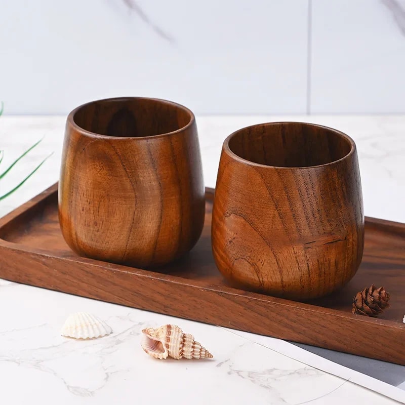 High Quality Retro Handmade Natural Wooden Cup Reusable Tea Cup Jujube Wood Kitchen Supplies 0