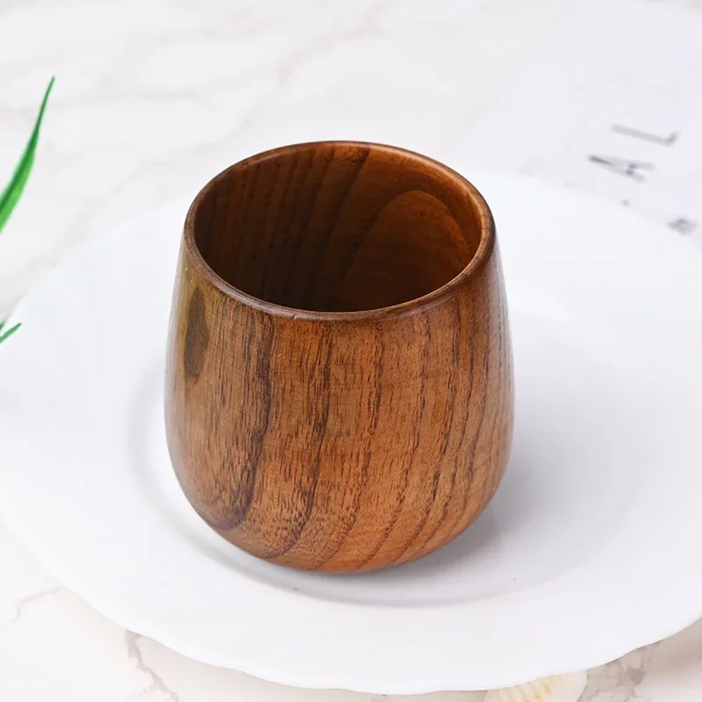 High Quality Retro Handmade Natural Wooden Cup Reusable Tea Cup Jujube Wood Kitchen Supplies 1
