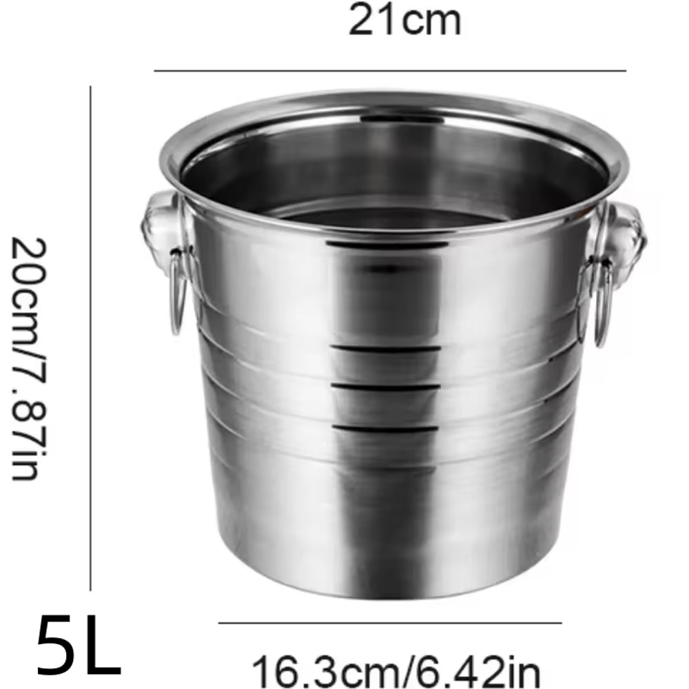 Portable Ice Chiller Cooler Stainless Steel Ice Bucket With Comfortable Handle Twoear Wine Tooling 2