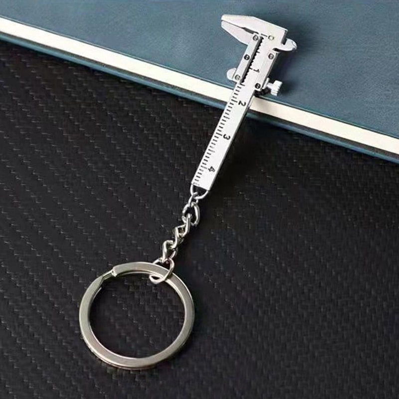 Movable Ruler Vernier Caliper Mini Metal Ruler Key Chain Creative Gift Tool 0