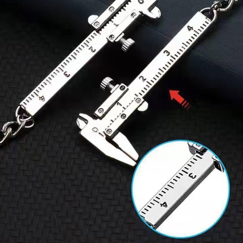 Movable Ruler Vernier Caliper Mini Metal Ruler Key Chain Creative Gift Tool 2