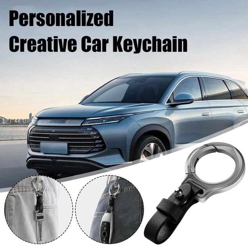 Stylish Leather Keychain Carabiner Pendant Durable Key Ring For Men And Women 2