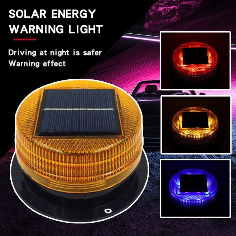 SolarPowered LED Magnetic Warning Light For Vehicles Amber Emergency Beacon With Automatic Sensor 2