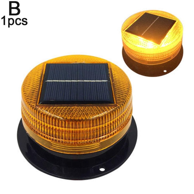 SolarPowered LED Magnetic Warning Light For Vehicles Amber Emergency Beacon With Automatic Sensor 1