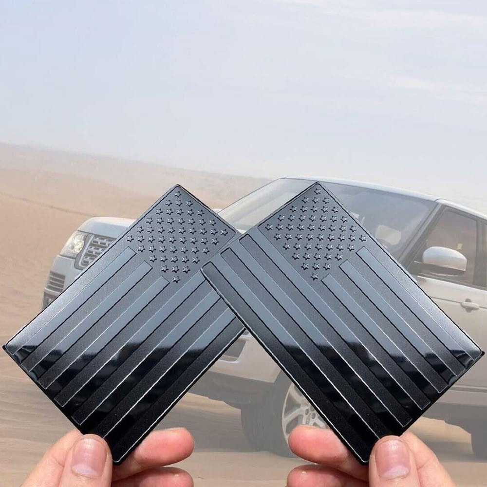 USA American Flag Car Emblem Durable Black Aluminum Alloy Sticker For Car SUV Motorcycle More 0