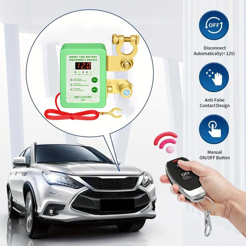 Remote Battery Disconnect With LED Voltage Display For Auto Automatic Power Shut Off 1