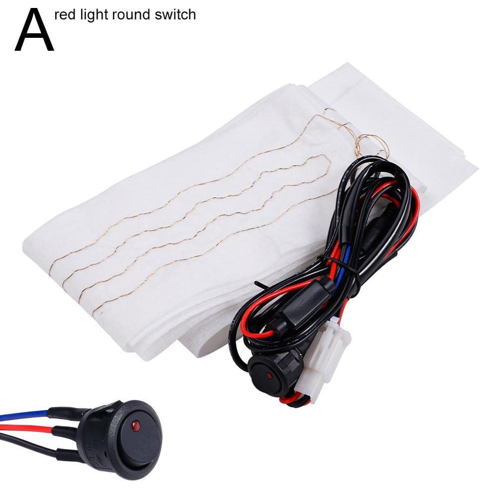 Car Steering Wheel Heater Kit Red LED Carbon Fiber Heating Pad With Wire Harness For Comfortable W 2