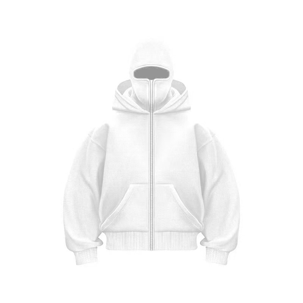 Men Balaclava Hoodie Double Hooded Sweatshirt With Zipper Mask For Gothic Y2K Streetwear 5