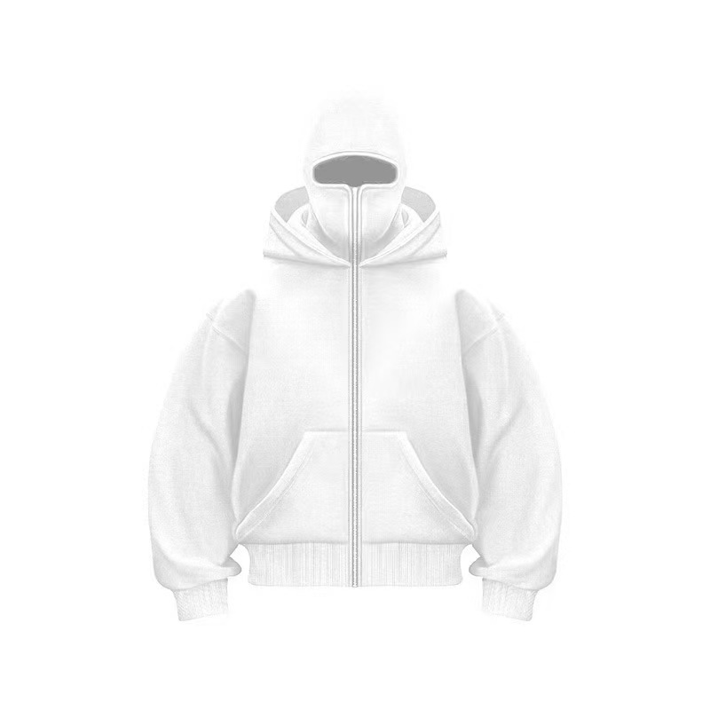 Men Balaclava Hoodie Double Hooded Sweatshirt With Zipper Mask For Gothic Y2K Streetwear 5