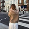 Women Fur Collar Autumn Sweater Coat Loose Fit Zipper Pullover 1