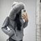 Women Fur Collar Autumn Sweater Coat Loose Fit Zipper Pullover 7