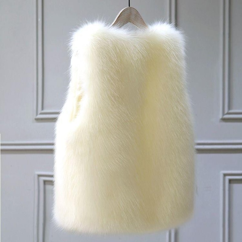 Warm Fox Faux Fur Vest For Women Slimming Cotton Lined Outerwear 2