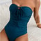 Womens One Piece Swimsuit Strapless Bandeau Halter Swimwear 3