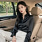 Elegant Womens Satin Blouse Long Sleeve ButtonUp Shirt For Office 2