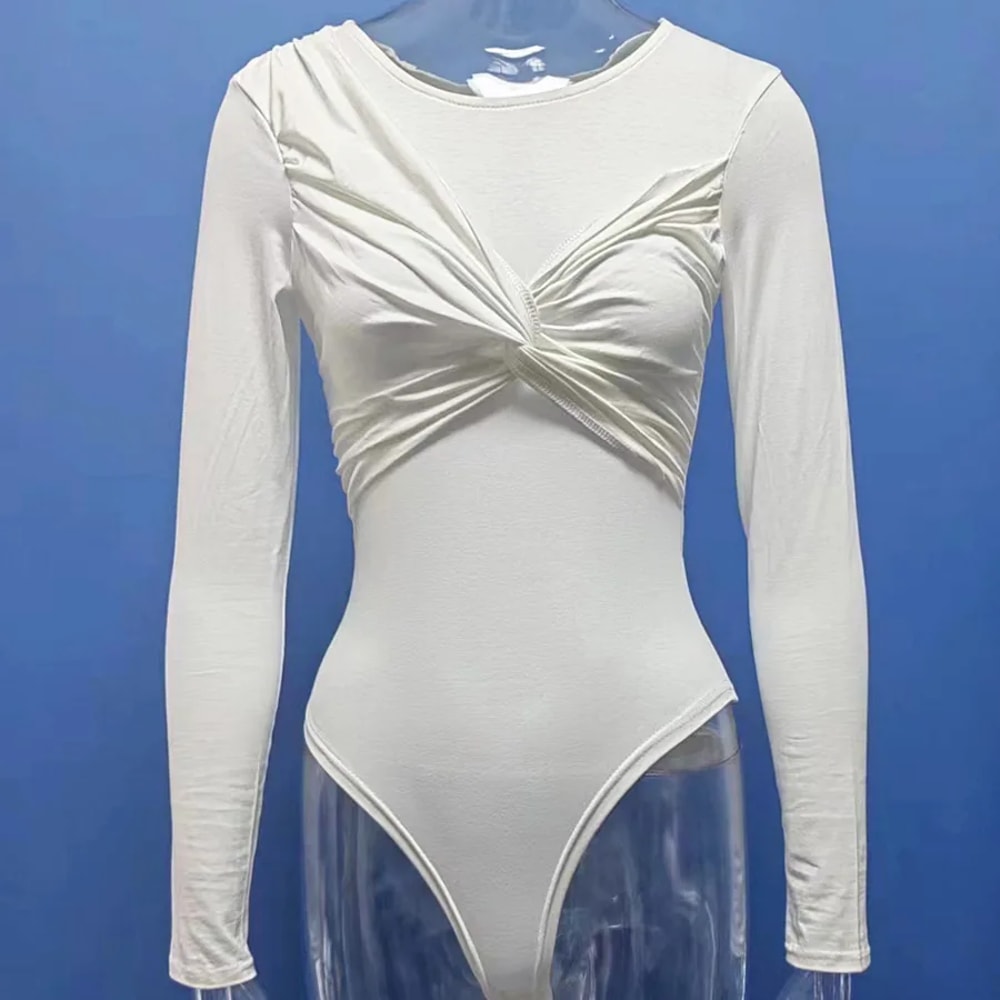 Solid Color Long Sleeve Romper For Women Summer Jumpsuit 5