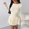 Elegant Slim Fit Mini Dress With Cascading Ruffles And Flare Sleeves Perfect For Winter Parties 0