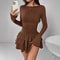 Elegant Slim Fit Mini Dress With Cascading Ruffles And Flare Sleeves Perfect For Winter Parties 5