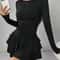 Elegant Slim Fit Mini Dress With Cascading Ruffles And Flare Sleeves Perfect For Winter Parties 6