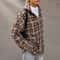 Cozy Casual Plaid Shirt For Women Loose Winter Lapel Button Coat Vintage Khaki Full Sleeve Streetw 4