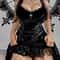 Velvet Gothic Black Mini Dress For Women Vintage Spaghetti Strap High Waist Gothic Aesthetic Dress 3