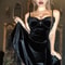 Velvet Gothic Black Mini Dress For Women Vintage Spaghetti Strap High Waist Gothic Aesthetic Dress 4