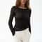 Women Sheer Lace Top Slim Fit Long Sleeve Round Neck Undershirt For Spring Casual Streetwear 2