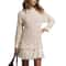 Long Sleeve Twist Knitted Sweater Dress Ruffle Chiffon Pleated ALine Fall Dress For Women Warm Pul 0