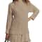 Long Sleeve Twist Knitted Sweater Dress Ruffle Chiffon Pleated ALine Fall Dress For Women Warm Pul 2
