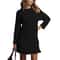 Long Sleeve Twist Knitted Sweater Dress Ruffle Chiffon Pleated ALine Fall Dress For Women Warm Pul 1