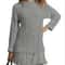 Long Sleeve Twist Knitted Sweater Dress Ruffle Chiffon Pleated ALine Fall Dress For Women Warm Pul 3
