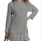 Long Sleeve Twist Knitted Sweater Dress Ruffle Chiffon Pleated ALine Fall Dress For Women Warm Pul 3