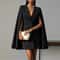Elegant Vneck Shawl Cape Sleeve Blazer Dress Double Breasted Office Party Dress 2