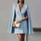 Elegant Vneck Shawl Cape Sleeve Blazer Dress Double Breasted Office Party Dress 3