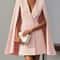 Elegant Vneck Shawl Cape Sleeve Blazer Dress Double Breasted Office Party Dress 4