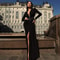 Elegant Deep VNeck High Slit Evening Dress Shoulder Padded High Waist Formal Prom Gown 3