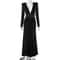 Elegant Deep VNeck High Slit Evening Dress Shoulder Padded High Waist Formal Prom Gown 4