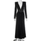 Elegant Deep VNeck High Slit Evening Dress Shoulder Padded High Waist Formal Prom Gown 4