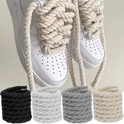 round thick rope laces - high-quality solid color polyester cotton shoelaces, bold width