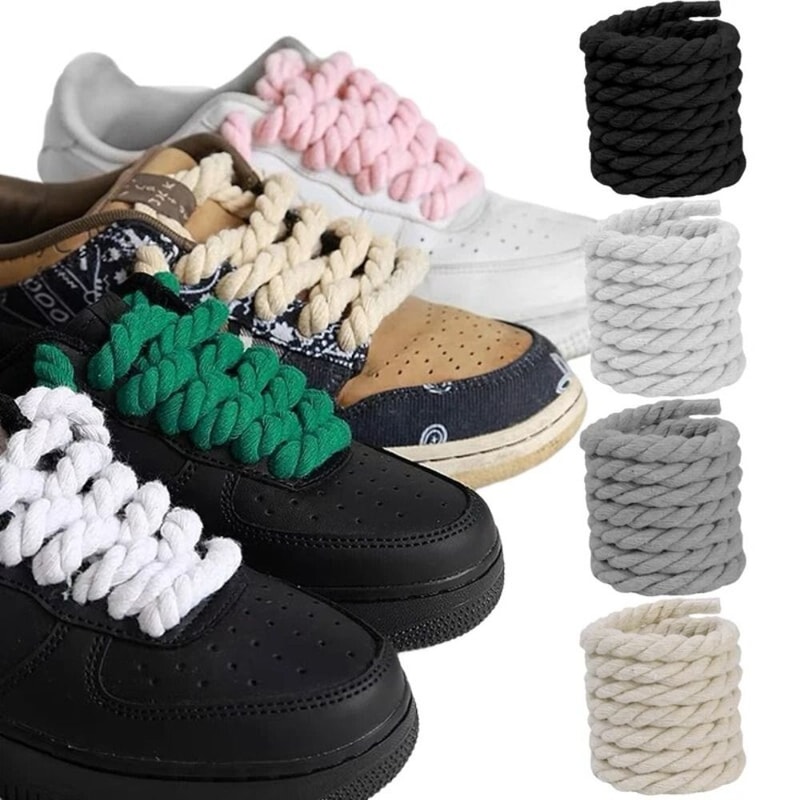 Round Thick Rope Laces HighQuality Solid Color Polyester Cotton Shoelaces Bold Width 1
