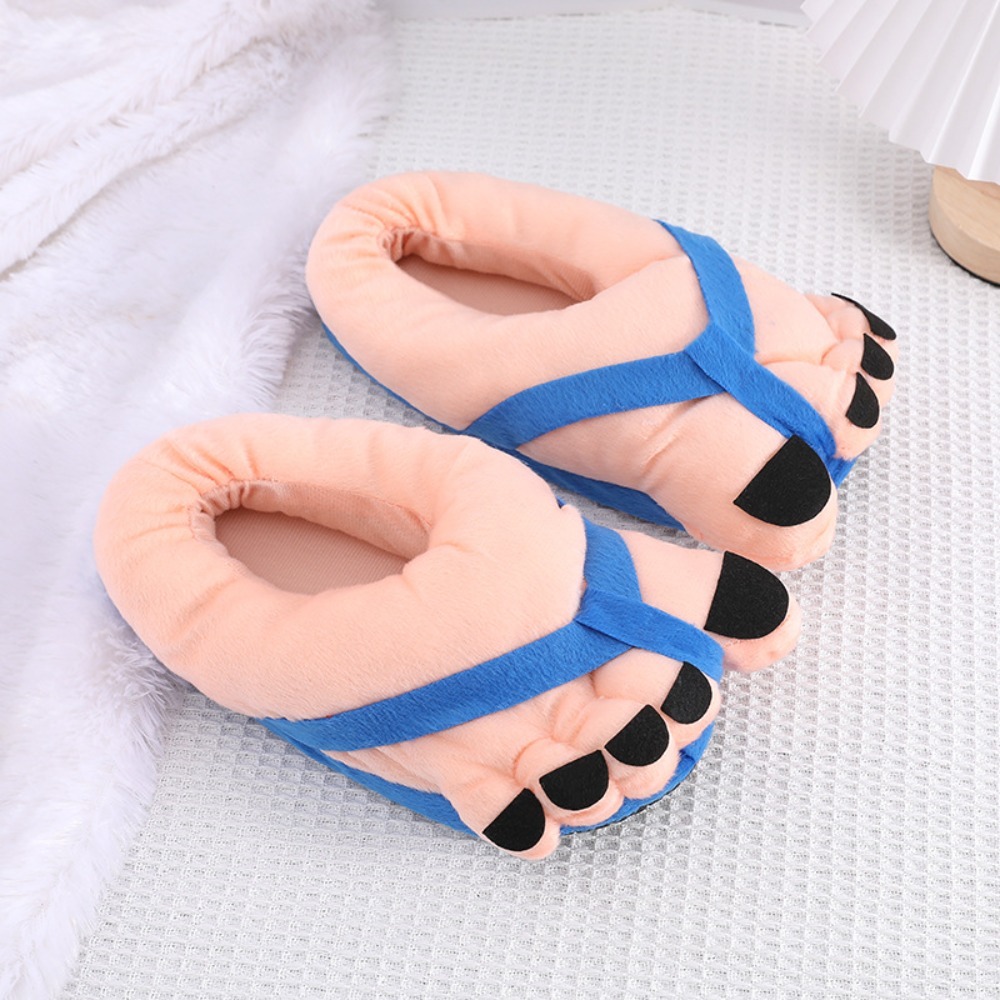 Creative Winter Slippers For Men Women Fun Big Feet Couples Soft Cotton House Slides 4