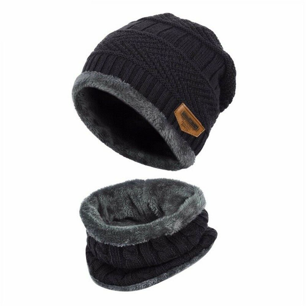 Kids Winter Neck Scarf And Beanie Set Warm Fleece Knitted Ski Cap And Scarf For Boys And Girls 3