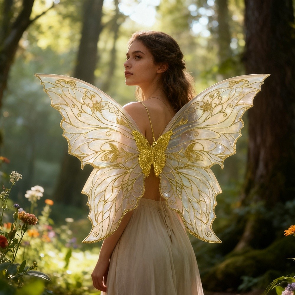 Sparkling Princess Angel Wing Fairy Wings Organza DressUp Costume Party Prop For DIY Decorations 0