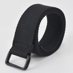 double ring buckle canvas belt for men - casual cotton fabric, free punch design