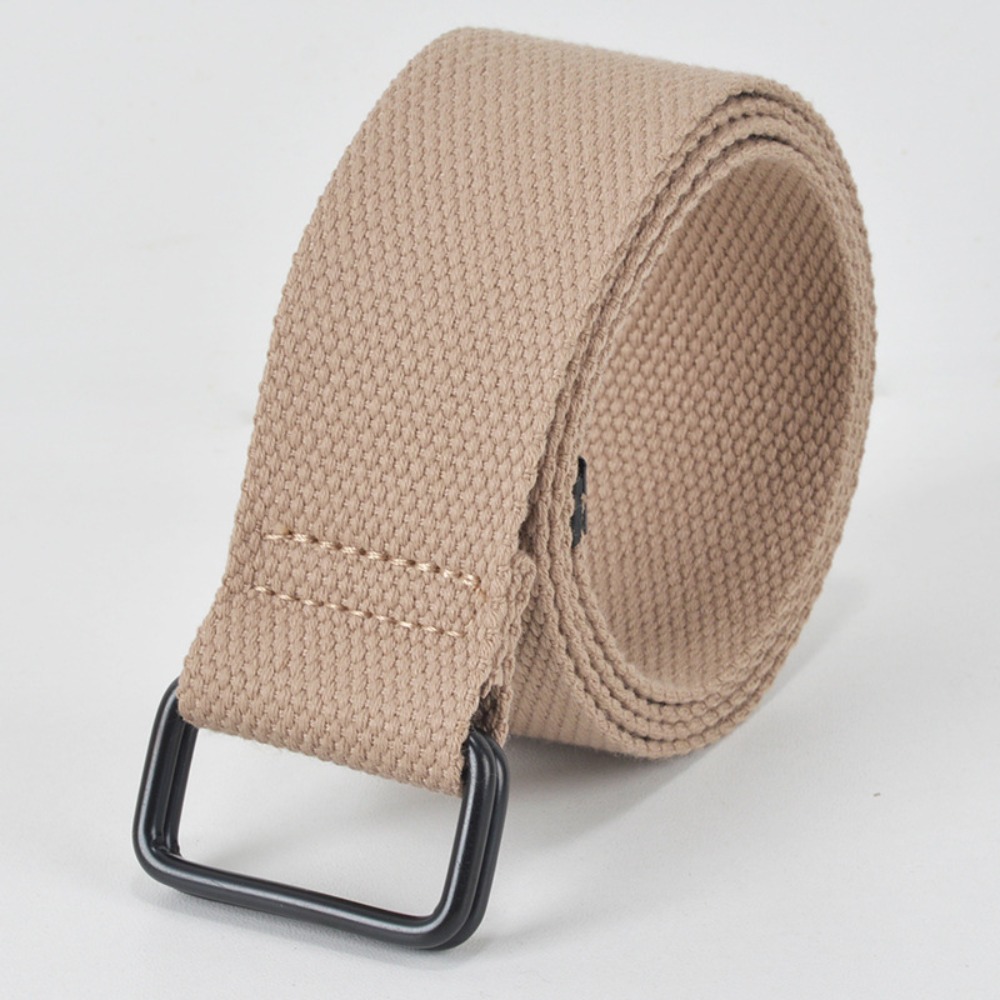 Double Ring Buckle Canvas Belt For Men Casual Cotton Fabric Free Punch Design 2