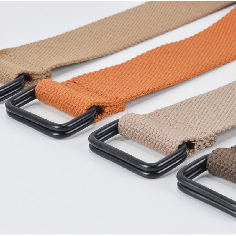 Double Ring Buckle Canvas Belt For Men Casual Cotton Fabric Free Punch Design 3